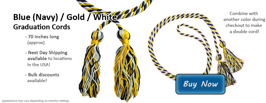 Navy Blue, Gold, and White Graduation Cord Picture