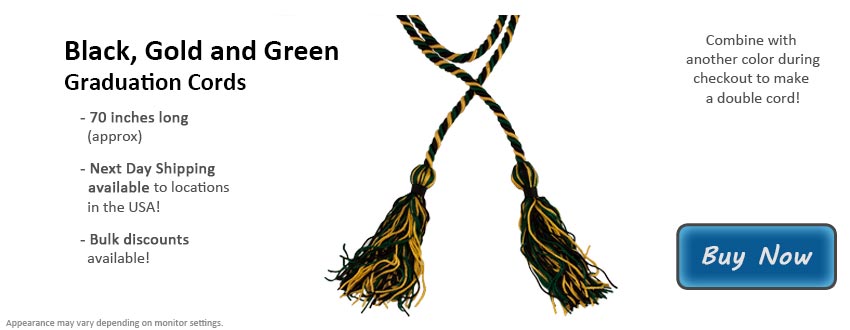 Black, Gold, and Green Graduation Cord Picture