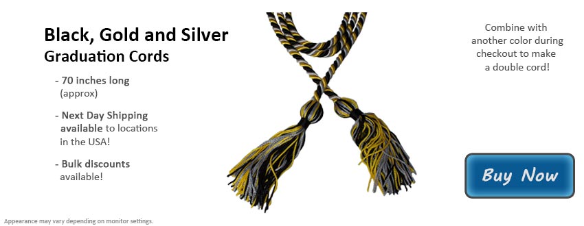 Black, Gold, and Silver Graduation Cord Picture