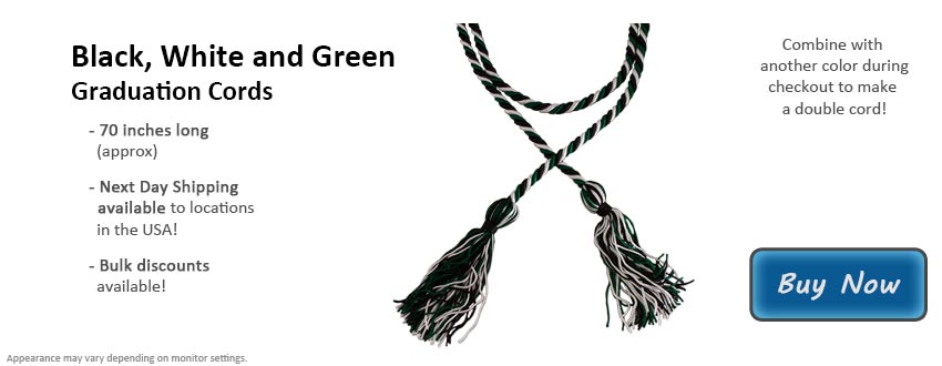 Black, White, and Green Graduation Cord Picture
