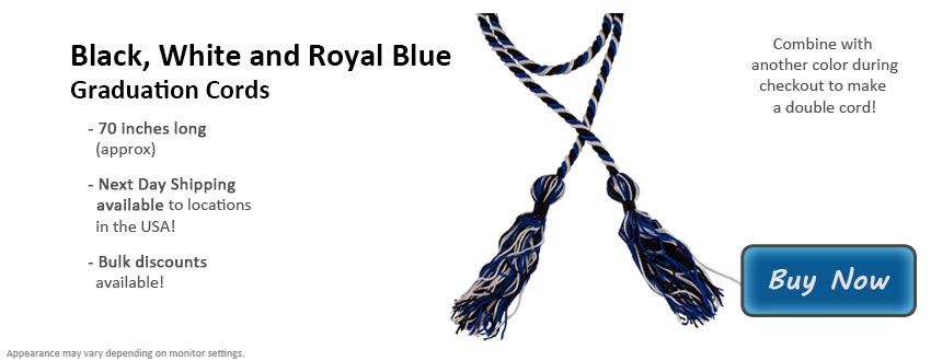 Black, White, and Royal Blue Graduation Cord Picture