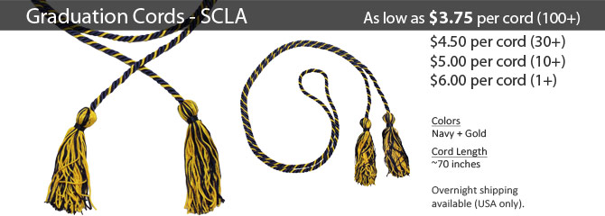 Society Cords SCLA Honor Cords Navy Blue Gold Single Braided 