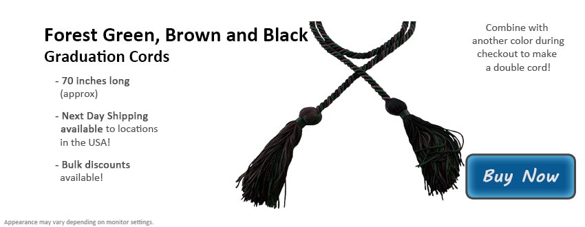 Forest Green, Brown, and Black Graduation Cord Picture