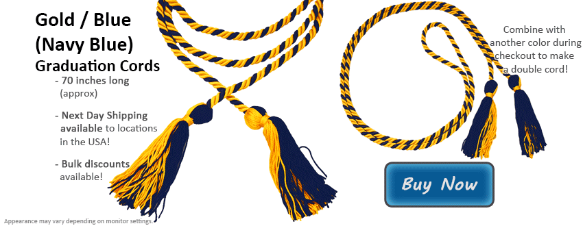 Gold and Navy Blue Graduation Cord Picture