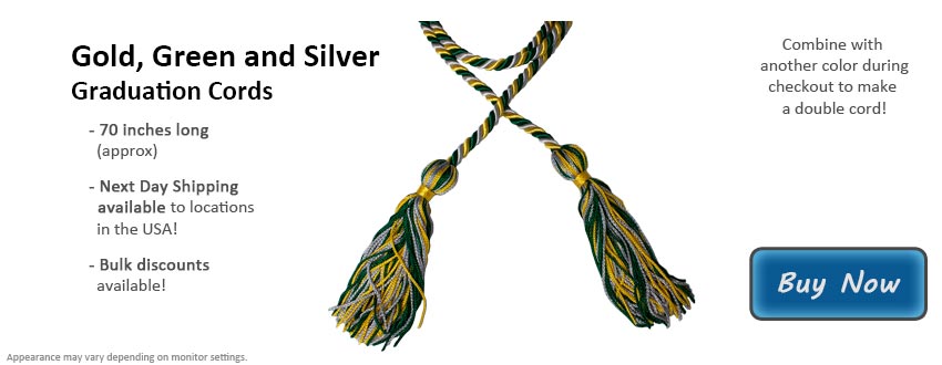 Gold, Green, and Silver Graduation Cord Picture
