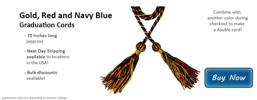 Gold, Red, and Navy Blue Graduation Cord Picture