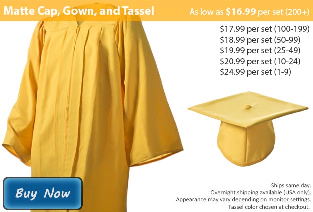 Graduation Gown, Cap & Tassel in Matte Gold Picture