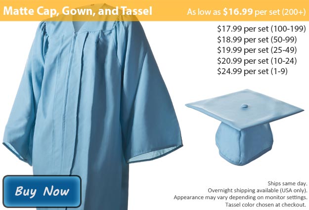 Graduation Gown, Cap & Tassel in Matte Light Blue Picture