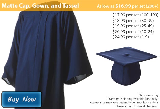 Graduation Gown, Cap & Tassel in Matte Navy Blue Picture