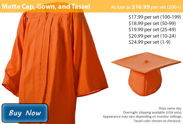 Graduation Gown, Cap & Tassel in Matte Orange Picture