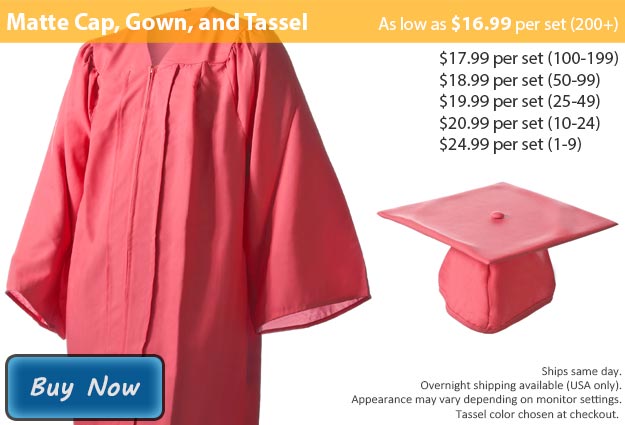 Graduation Gown, Cap & Tassel in Matte Pink Picture