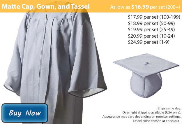 Graduation Gown, Cap & Tassel in Matte Silver Picture