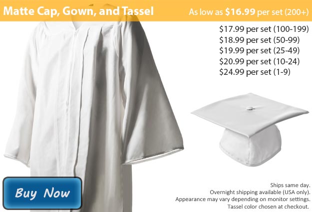 Graduation Gown, Cap & Tassel in Matte White Picture