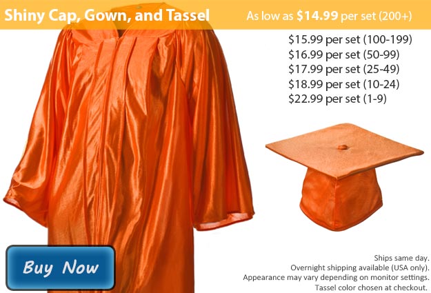 Graduation Gown, Cap & Tassel in Shiny Orange Picture