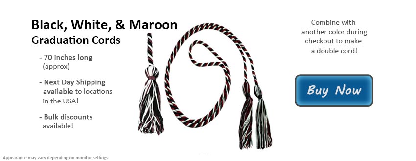 Black, White, and Maroon Graduation Cord Picture