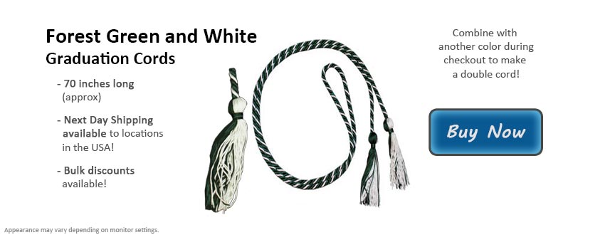 Forest Green and White Graduation Cord Picture