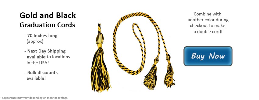 Black and Gold Graduation Cords from Honors Graduation