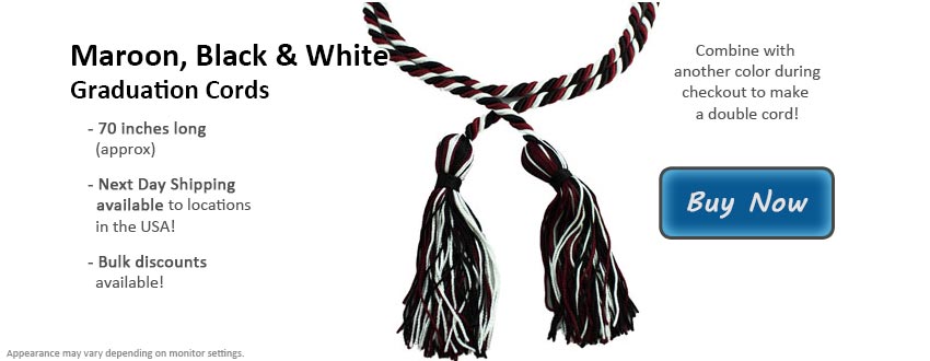 Maroon Black and White Graduation Cord Picture