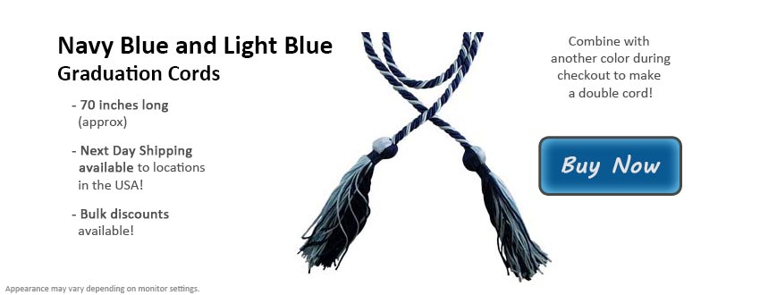 Navy Blue and Light Blue Graduation Cord Picture