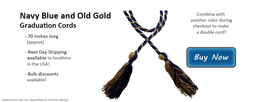 Navy Blue and Old Gold Graduation Cord Picture