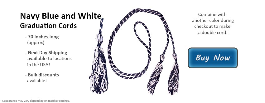 Navy Blue and White Graduation Cord