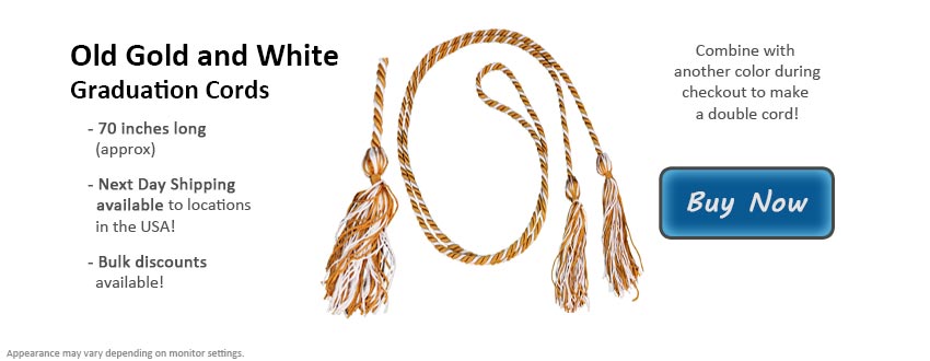 Old Gold and White Graduation Cord Picture