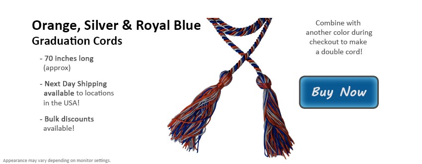 Orange, Silver, and Royal Blue Graduation Cord Picture