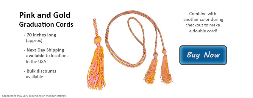 Beautiful Pink and Gold Graduation Cords