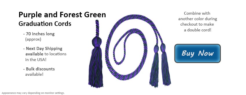 Purple and Forest Green Graduation Cord