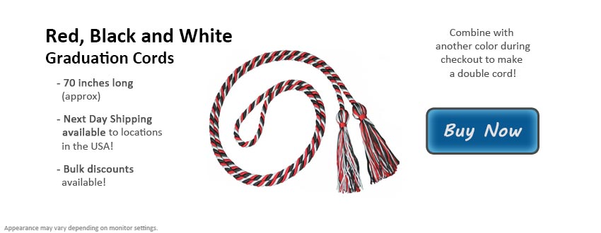 Red, Black and White Graduation Cords from Honors Graduation