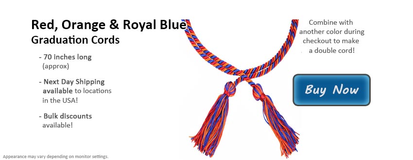 Red, Orange and Royal Blue Graduation Cord Picture