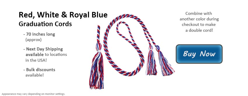 Red, White and Royal Blue Graduation Cord Picture