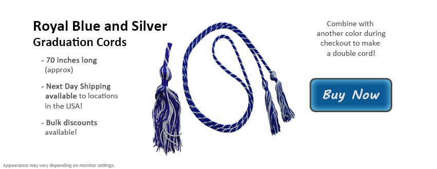 Royal Blue and Silver Graduation Cord Picture