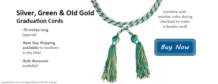 Silver, Green and Old Gold Graduation Cord Picture