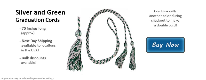 Silver and Green Graduation Cord Picture