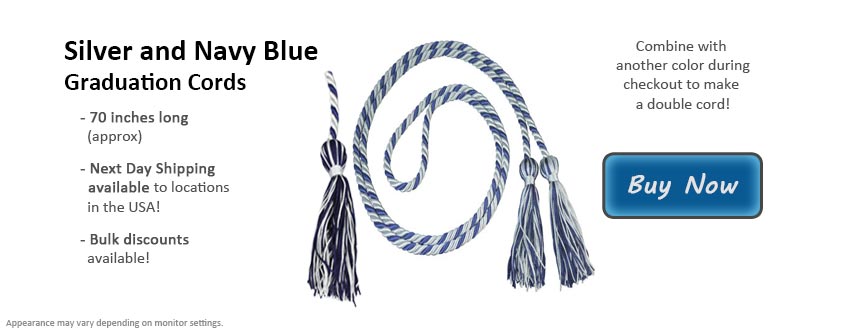 Silver and Navy Blue Graduation Cord Picture