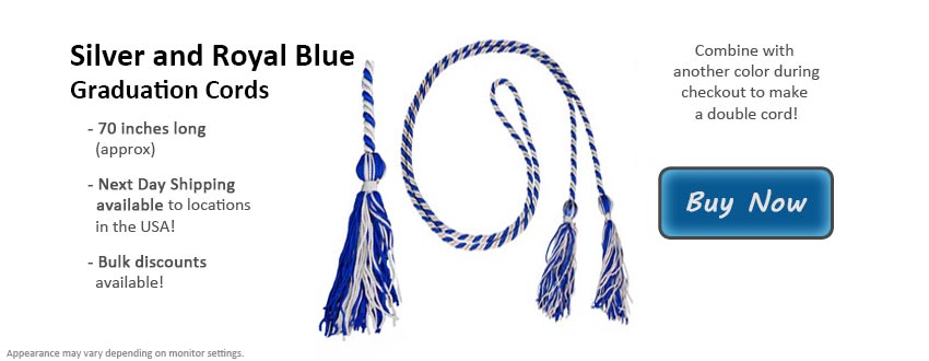 Silver and Royal Blue Graduation Cord Picture
