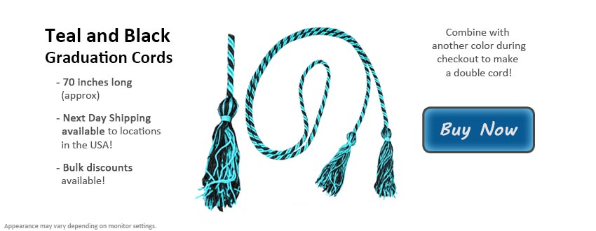 Teal and Black Graduation Cord Picture