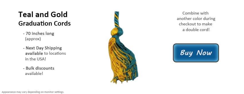 Teal and Gold Graduation Cord Picture