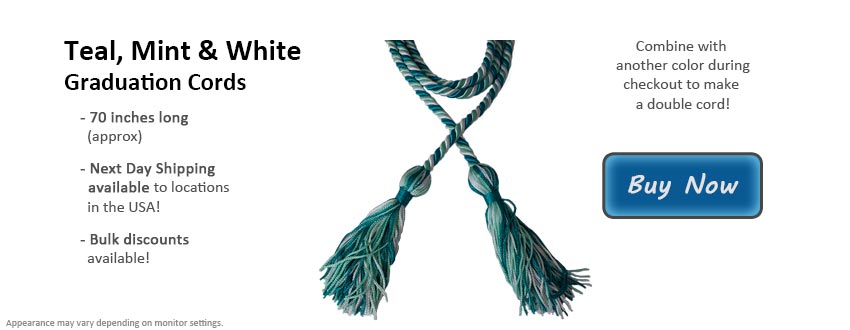 Teal, Mint Green, and White Graduation Cord Picture