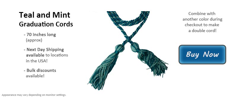 Teal and Mint Green Graduation Cord 