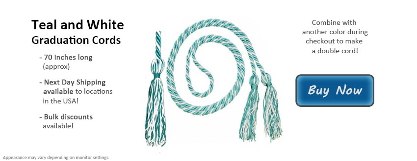 Teal and White Graduation Cord Picture