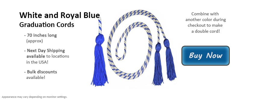 White and Royal Blue Graduation Cord Picture