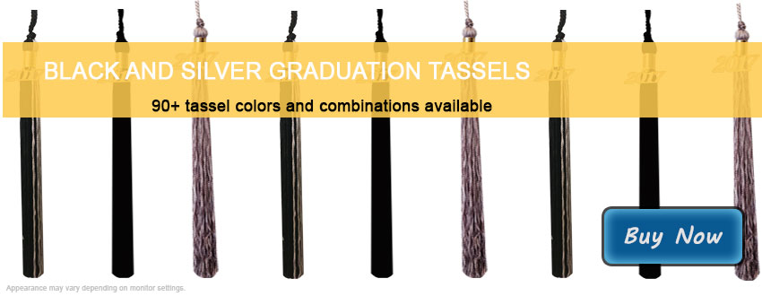 Graduation Tassels in Black and Silver