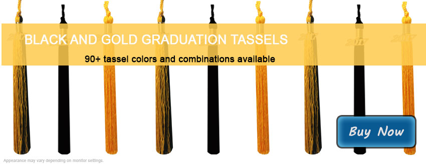 Graduation Tassels in Black and Gold