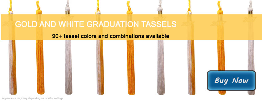 Graduation Tassels in Gold and White