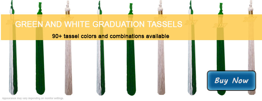 Graduation Tassels in Green and White