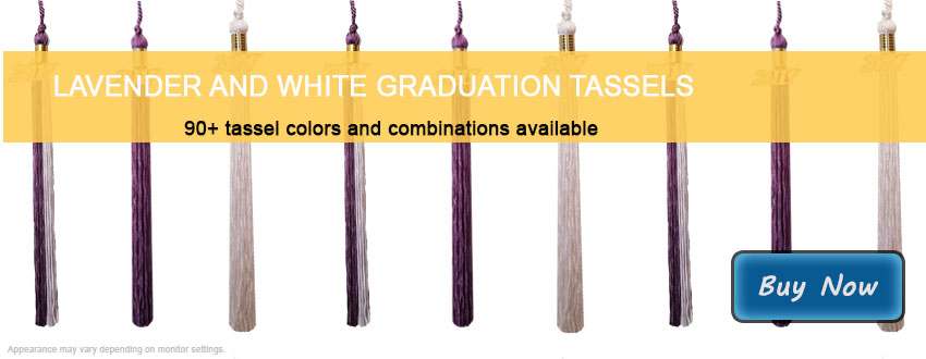 Graduation Tassels in Lavender and White