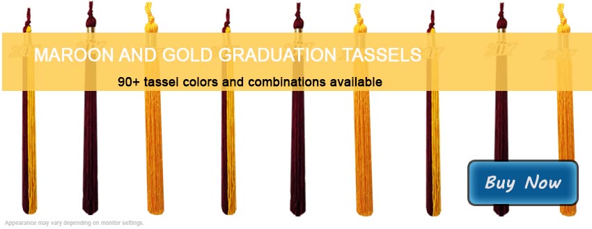 Graduation Tassels in Maroon and Gold