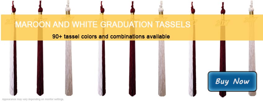 Graduation Tassels in Maroon and White